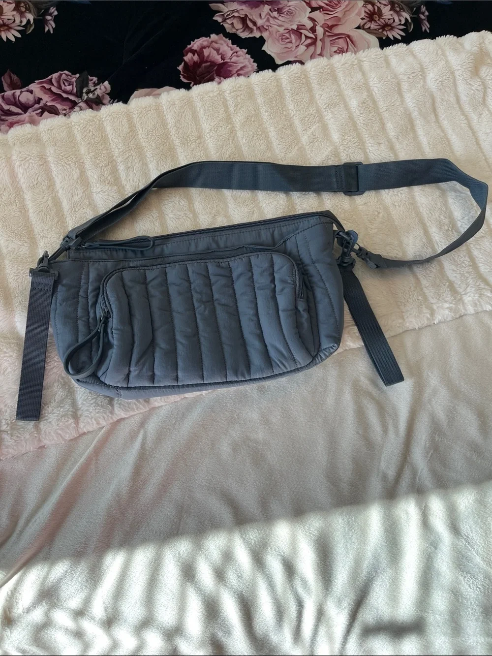 Cloud island Quilted puffer Crossbody Sling baby Bag - Gray
